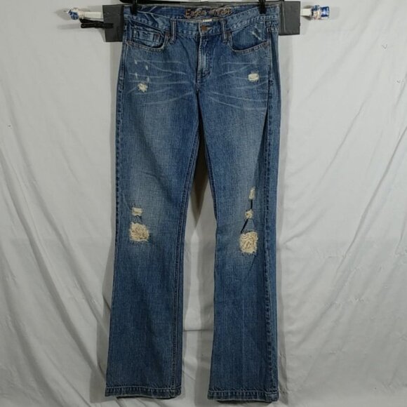 Ezra Fitch Jeans Women's Blue Bootcut 100% Cotton Distressed Vintage Size 28 - Picture 1 of 8